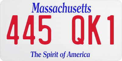 MA license plate 445QK1