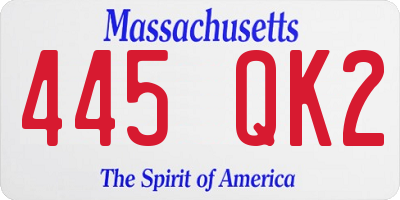 MA license plate 445QK2