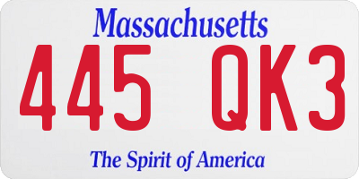 MA license plate 445QK3