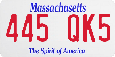 MA license plate 445QK5