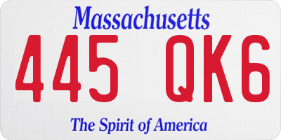 MA license plate 445QK6