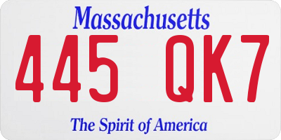 MA license plate 445QK7