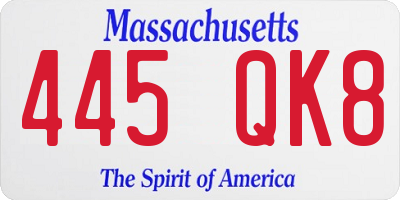 MA license plate 445QK8