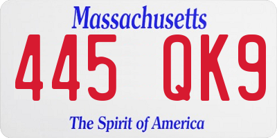 MA license plate 445QK9