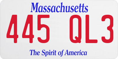 MA license plate 445QL3