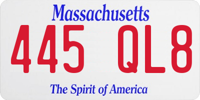MA license plate 445QL8
