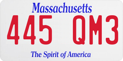 MA license plate 445QM3