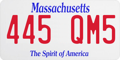 MA license plate 445QM5