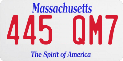 MA license plate 445QM7