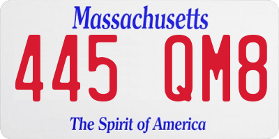 MA license plate 445QM8