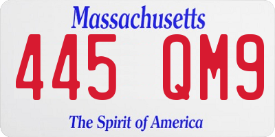 MA license plate 445QM9