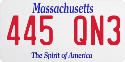 MA license plate 445QN3
