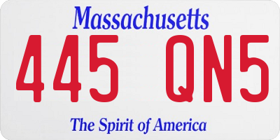 MA license plate 445QN5