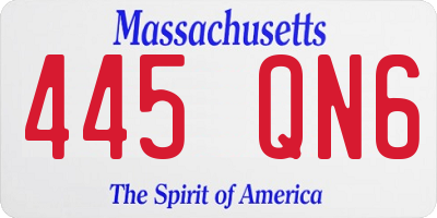 MA license plate 445QN6