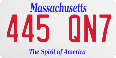 MA license plate 445QN7