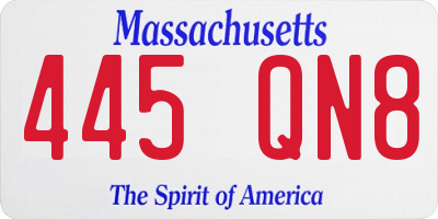 MA license plate 445QN8