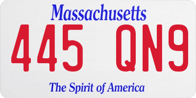 MA license plate 445QN9