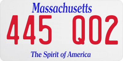 MA license plate 445QO2
