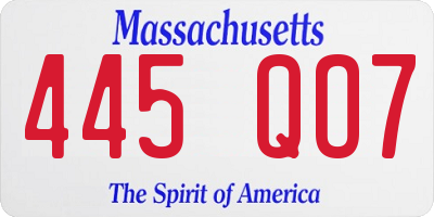MA license plate 445QO7