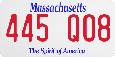 MA license plate 445QO8