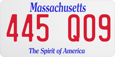 MA license plate 445QO9