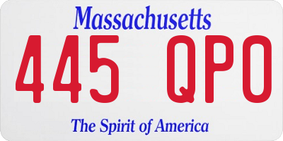 MA license plate 445QP0