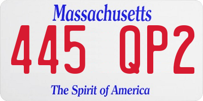 MA license plate 445QP2