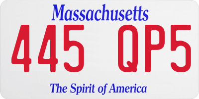 MA license plate 445QP5