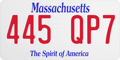 MA license plate 445QP7
