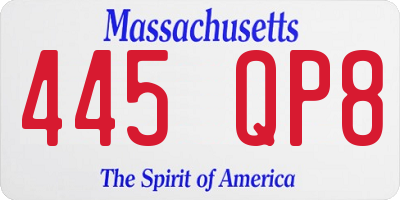 MA license plate 445QP8