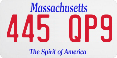 MA license plate 445QP9
