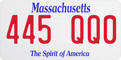 MA license plate 445QQ0