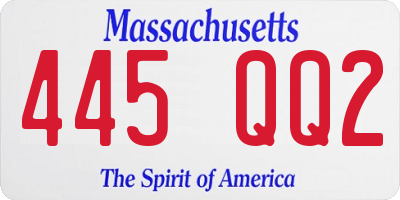 MA license plate 445QQ2