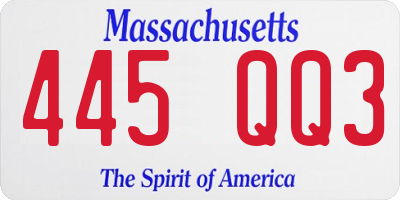 MA license plate 445QQ3