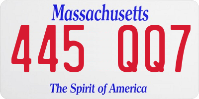 MA license plate 445QQ7