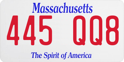 MA license plate 445QQ8
