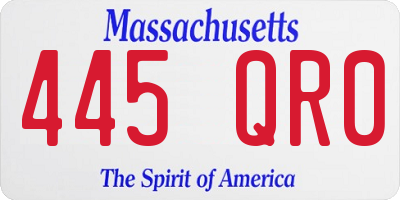 MA license plate 445QR0