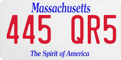 MA license plate 445QR5