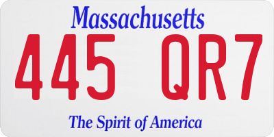 MA license plate 445QR7