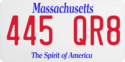 MA license plate 445QR8