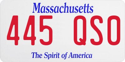 MA license plate 445QS0