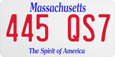 MA license plate 445QS7