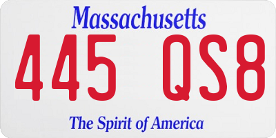MA license plate 445QS8