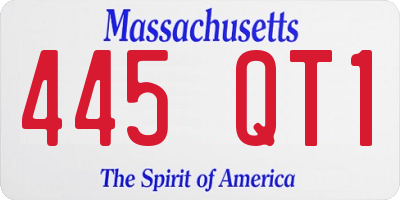 MA license plate 445QT1