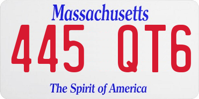 MA license plate 445QT6
