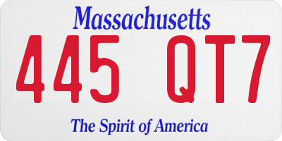 MA license plate 445QT7