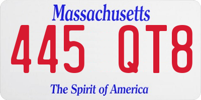 MA license plate 445QT8