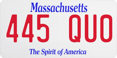 MA license plate 445QU0