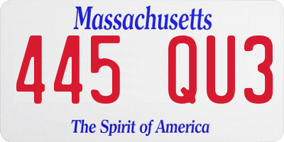 MA license plate 445QU3