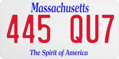MA license plate 445QU7